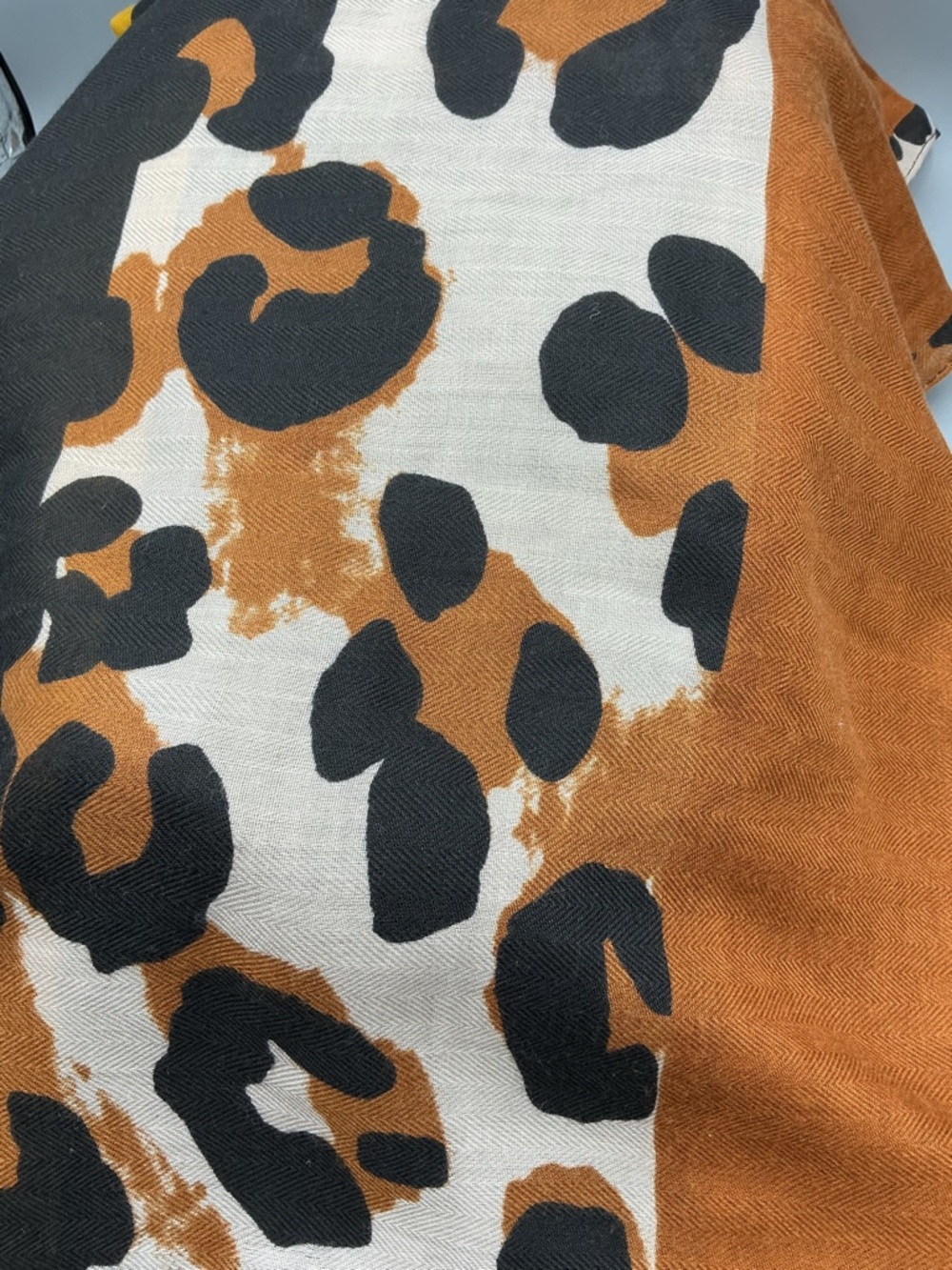 Animal Print Lightweight Scarf in Black, White & Rust